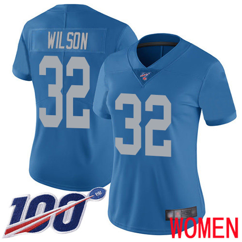 Detroit Lions Limited Blue Women Tavon Wilson Alternate Jersey NFL Football 32 100th Season Vapor Untouchable